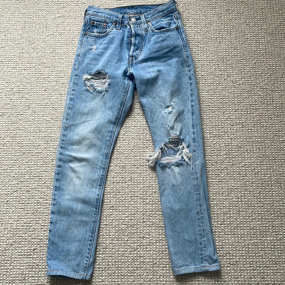 Levi’s, Ripped Straight Leg Jeans, 24 Size, Blue.